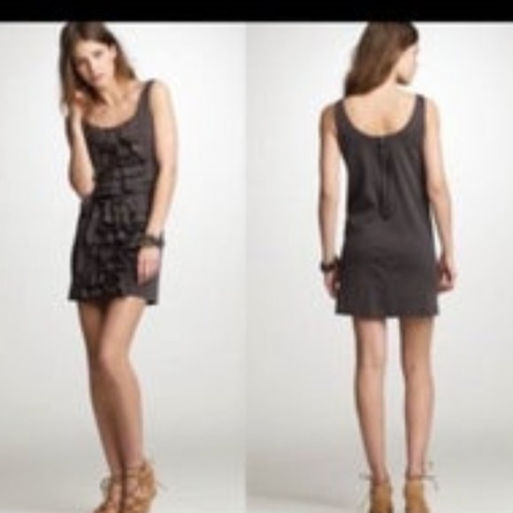 J. Crew Rogue Ruffle Dress Black and Grey XS - Picture 1 of 4